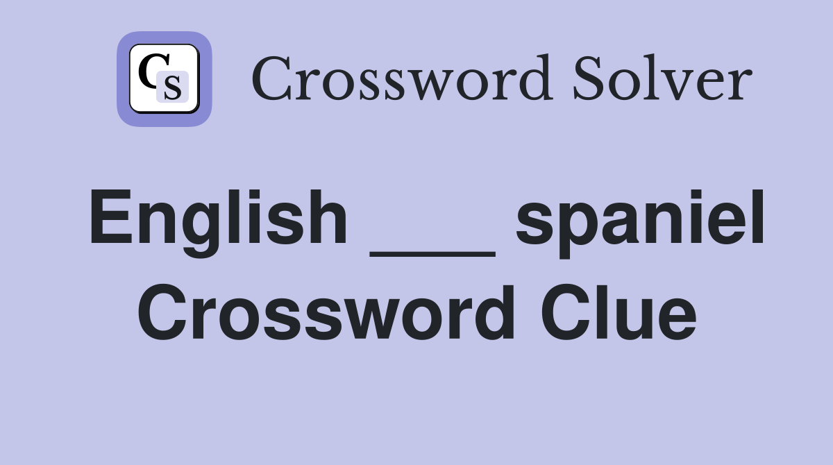 English ___ spaniel Crossword Clue