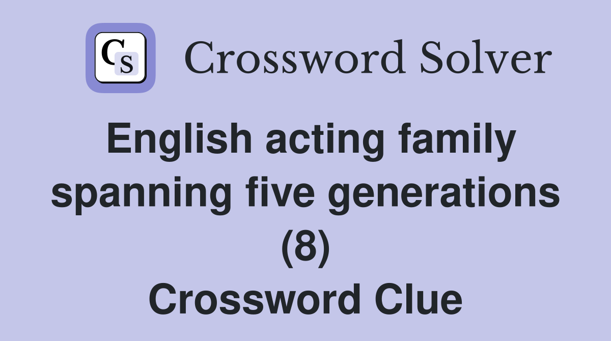 English acting family spanning five generations (8) Crossword Clue