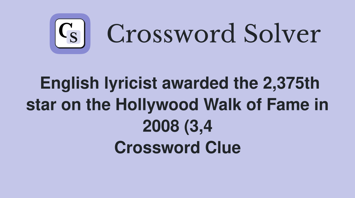 English lyricist awarded the 2 375th star on the Hollywood Walk of Fame English lyricist awarded the 2 375th star on the Hollywood Walk of Fame