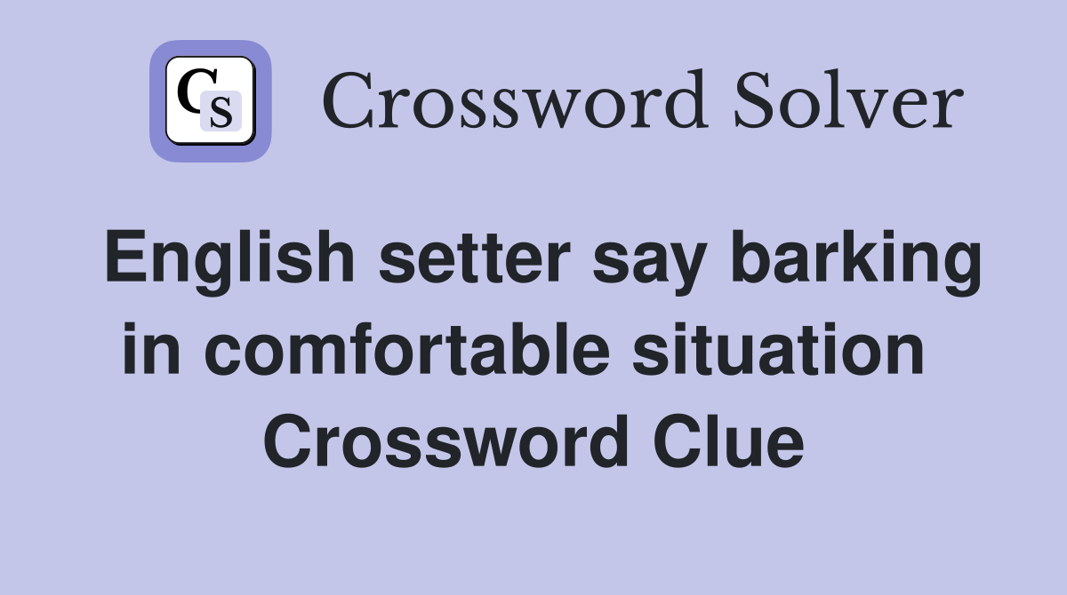 English setter say barking in comfortable situation  Crossword Clue