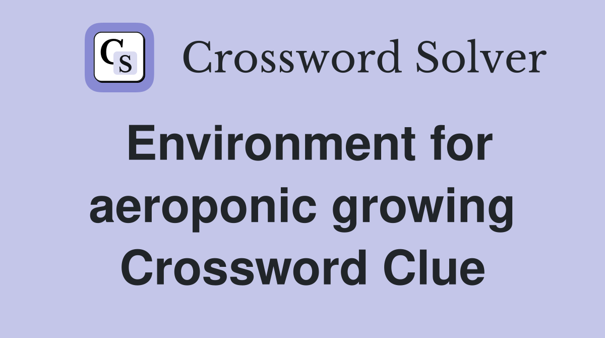Environment for aeroponic growing Crossword Clue