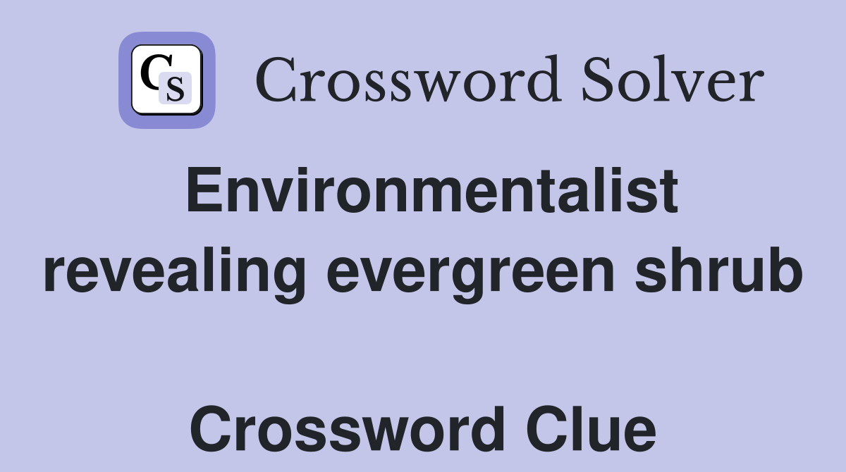 Environmentalist revealing evergreen shrub  Crossword Clue
