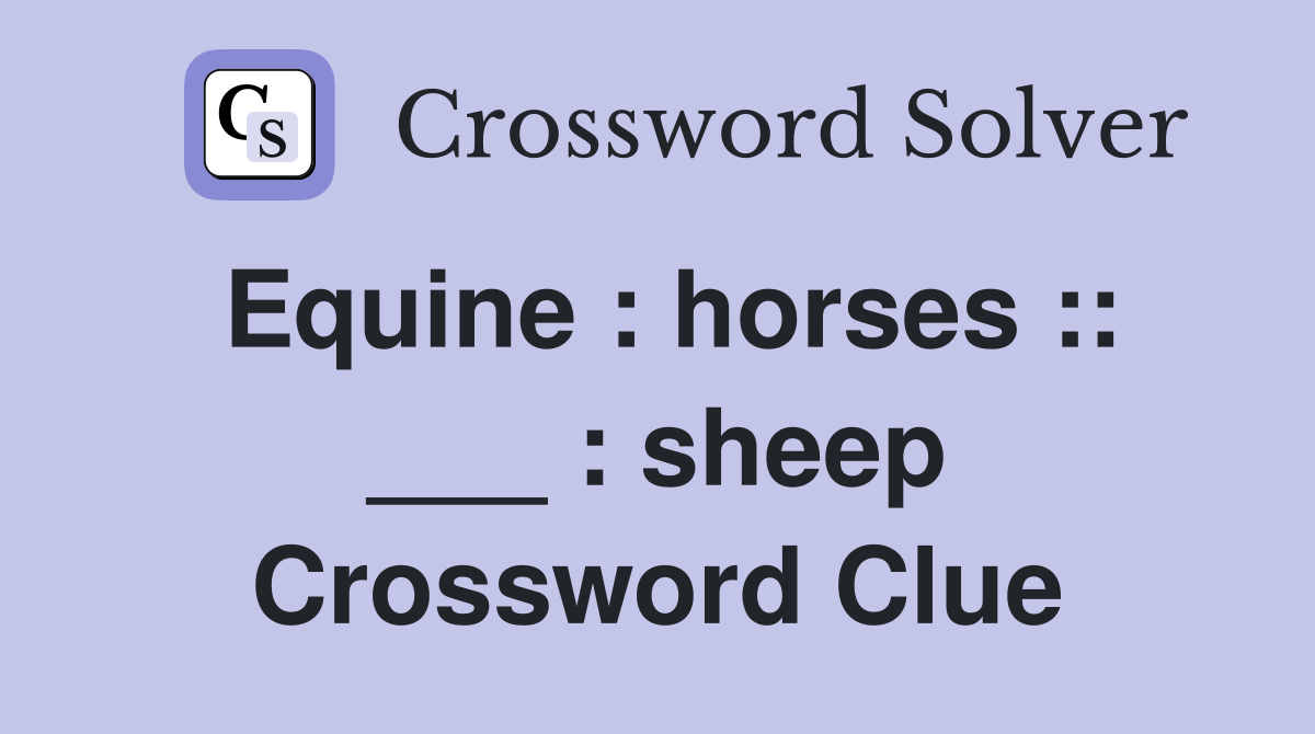 Equine : horses :: ___ : sheep Crossword Clue