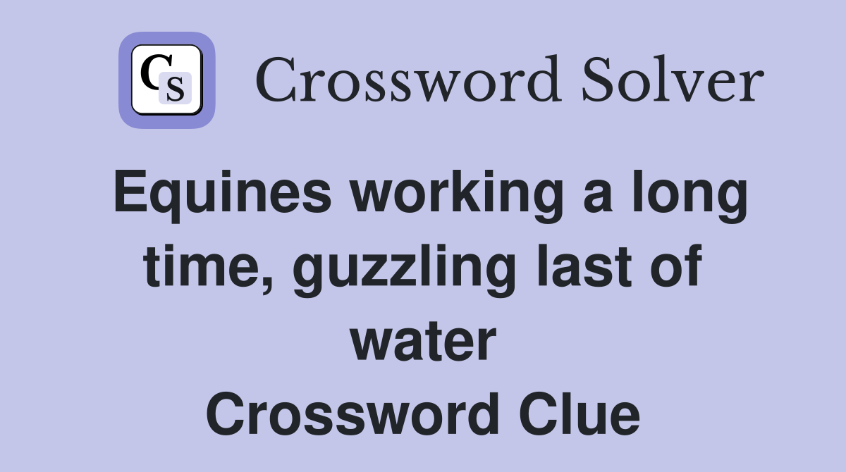 Equines working a long time, guzzling last of water Crossword Clue