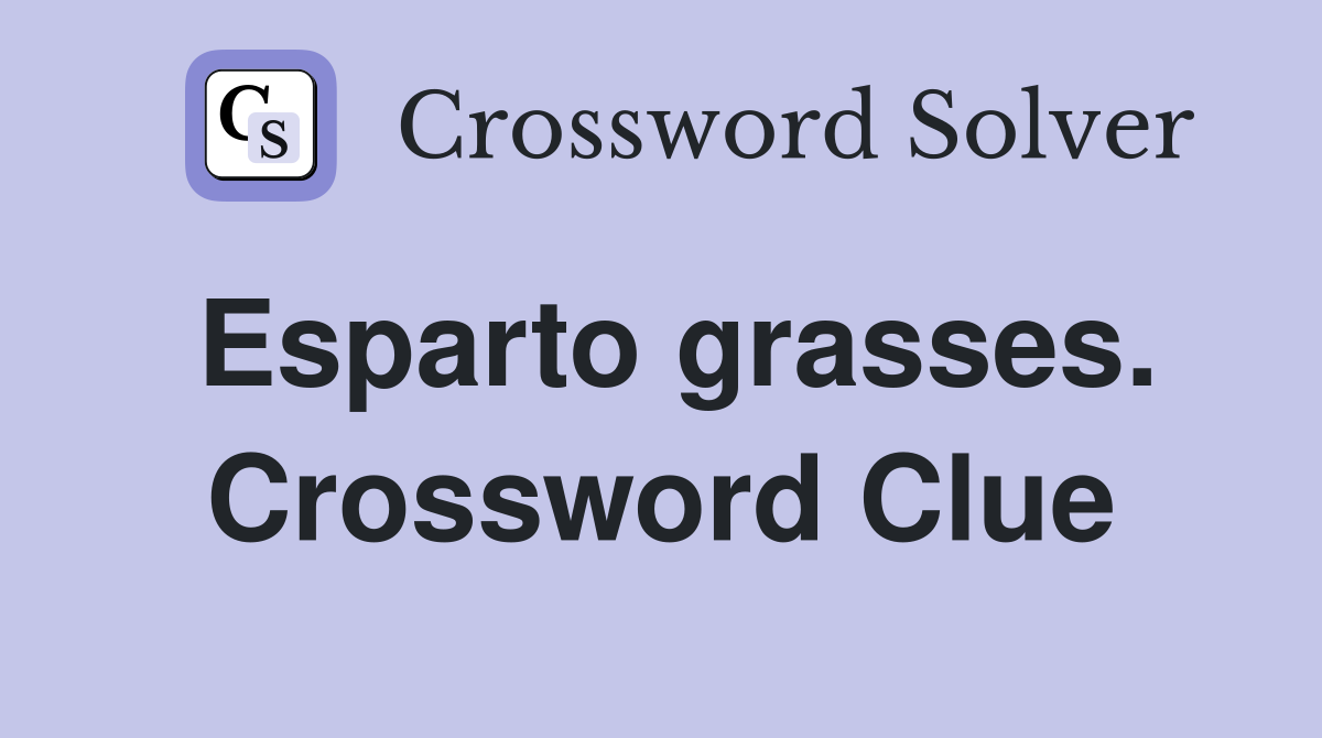 Esparto grasses. Crossword Clue
