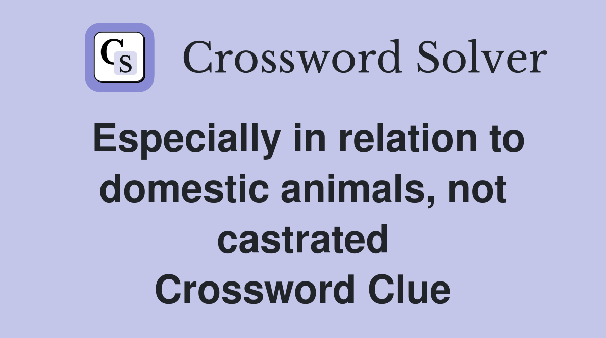 Especially in relation to domestic animals, not castrated Crossword Clue