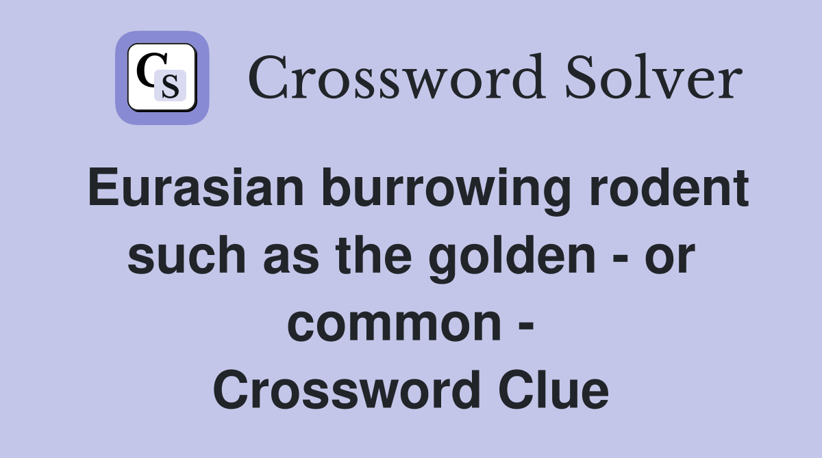 Eurasian burrowing rodent such as the golden - or common - Crossword Clue