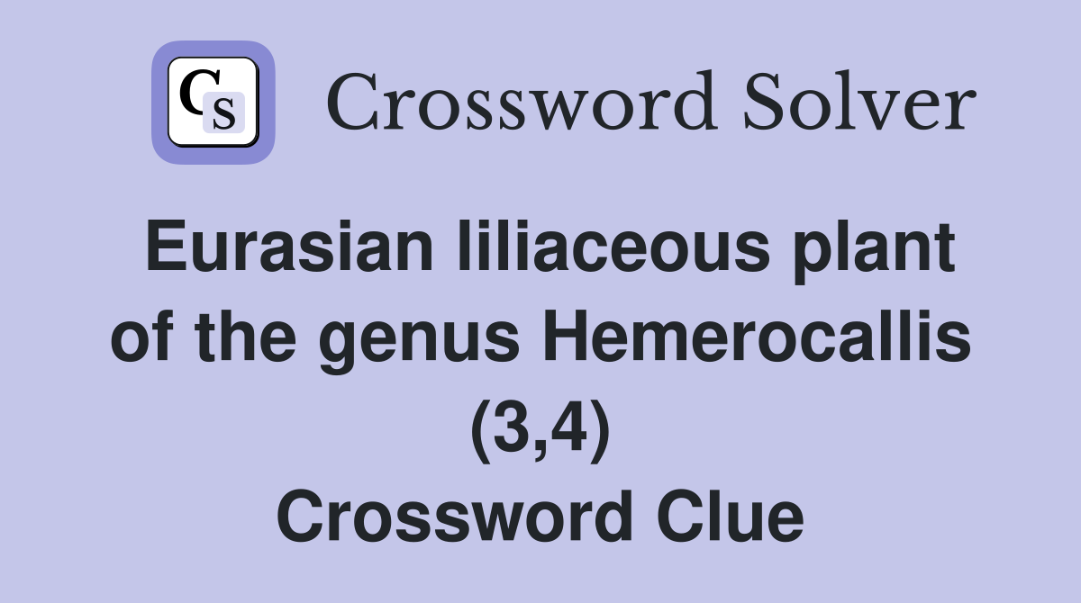 Eurasian liliaceous plant of the genus Hemerocallis (3,4) Crossword Clue