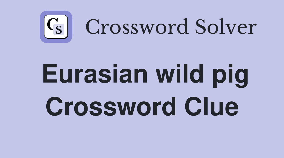 Eurasian wild pig Crossword Clue