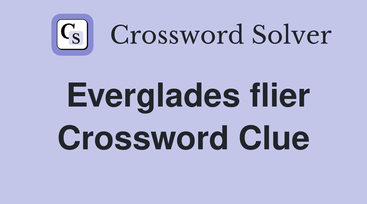Everglades flier Crossword Clue