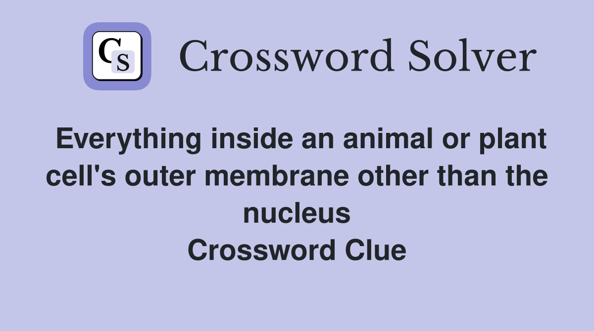 Everything inside an animal or plant cell's outer membrane other than the nucleus Crossword Clue