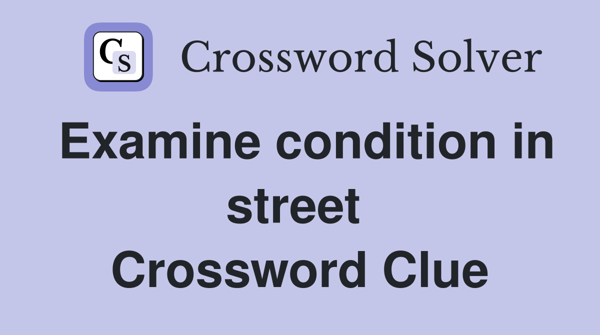 Examine condition in street  Crossword Clue