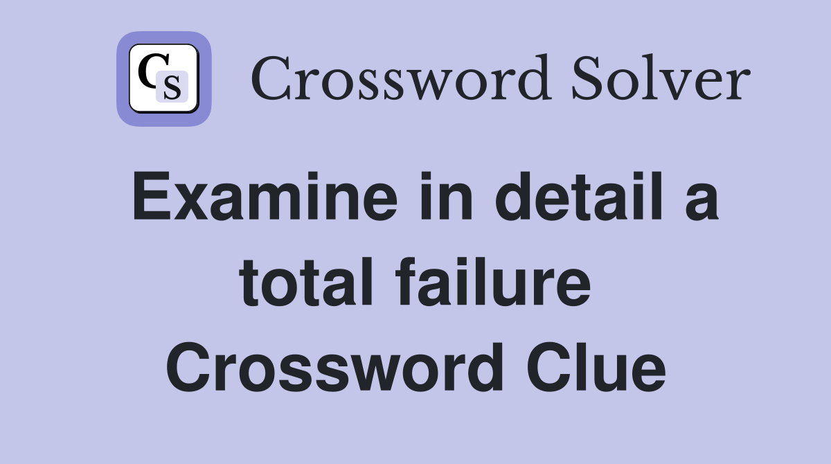 Examine in detail a total failure Crossword Clue
