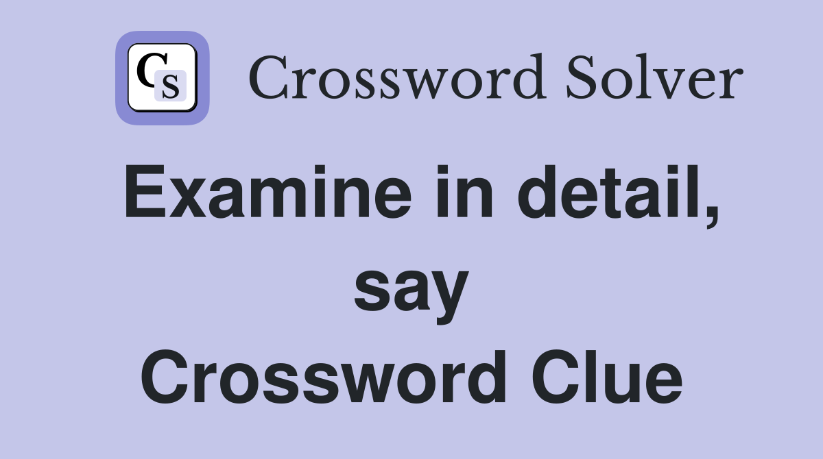Examine in detail, say Crossword Clue