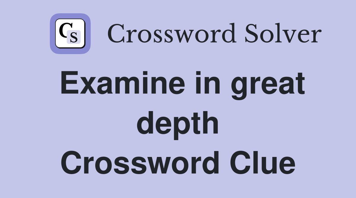 Examine in great depth Crossword Clue