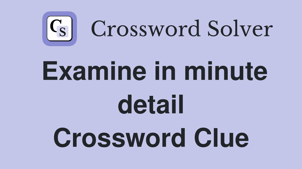 Examine in minute detail Crossword Clue
