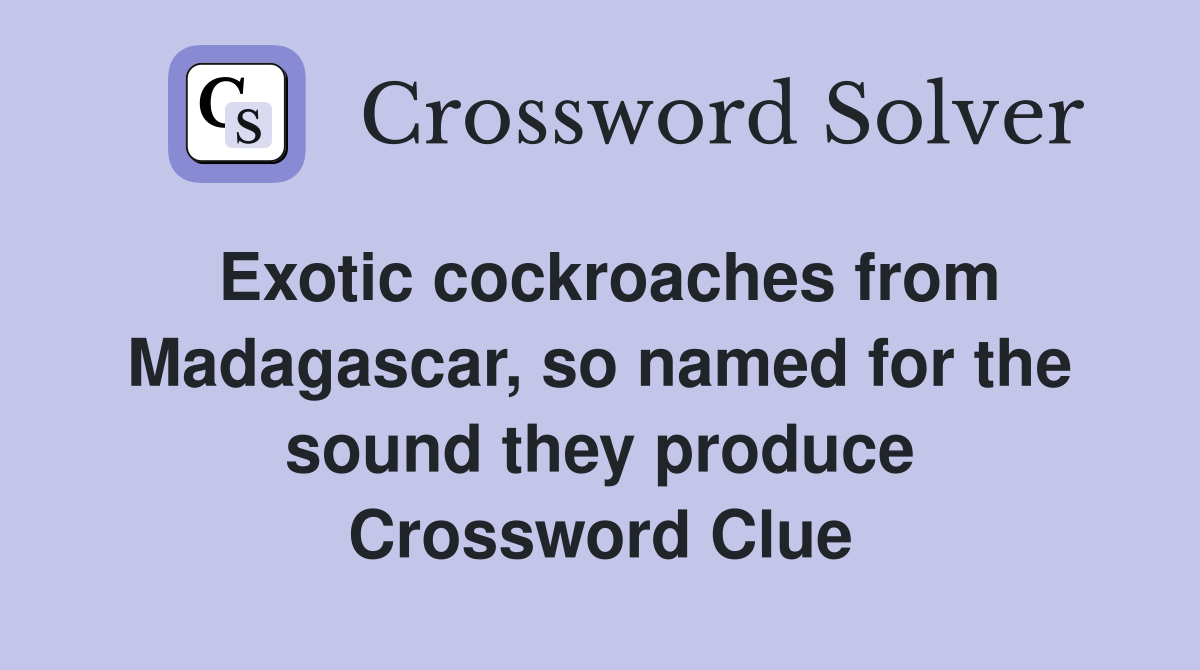 Exotic cockroaches from Madagascar, so named for the sound they produce Crossword Clue
