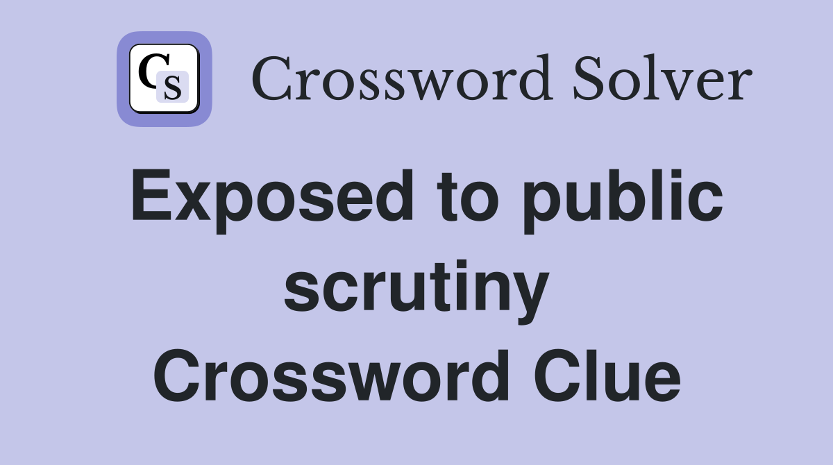 Exposed to public scrutiny Crossword Clue