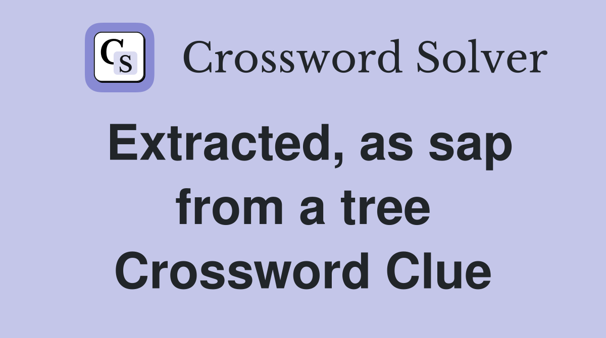 Extracted, as sap from a tree Crossword Clue