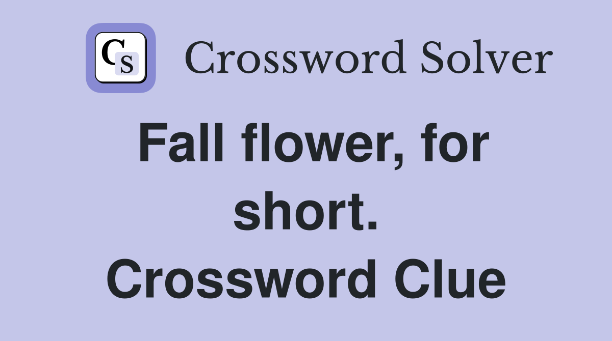 Fall flower, for short. Crossword Clue
