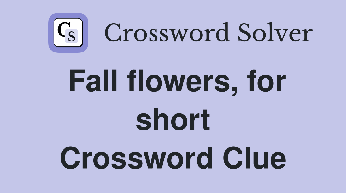 Fall flowers, for short Crossword Clue