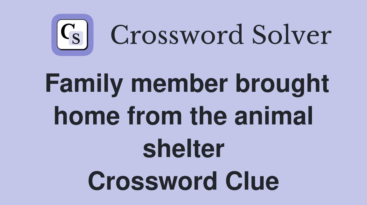 Family member brought home from the animal shelter Crossword Clue