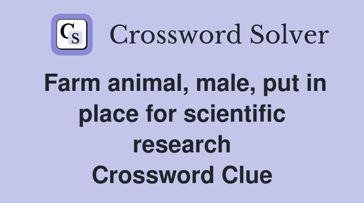 Farm animal, male, put in place for scientific research Crossword Clue