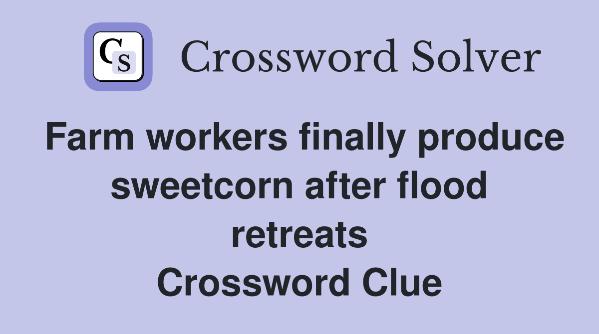 Farm workers finally produce sweetcorn after flood retreats Crossword Clue