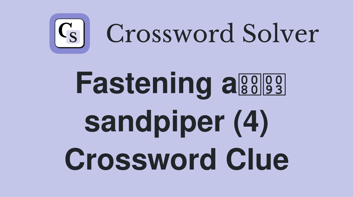 Fastening a sandpiper (4) Crossword Clue