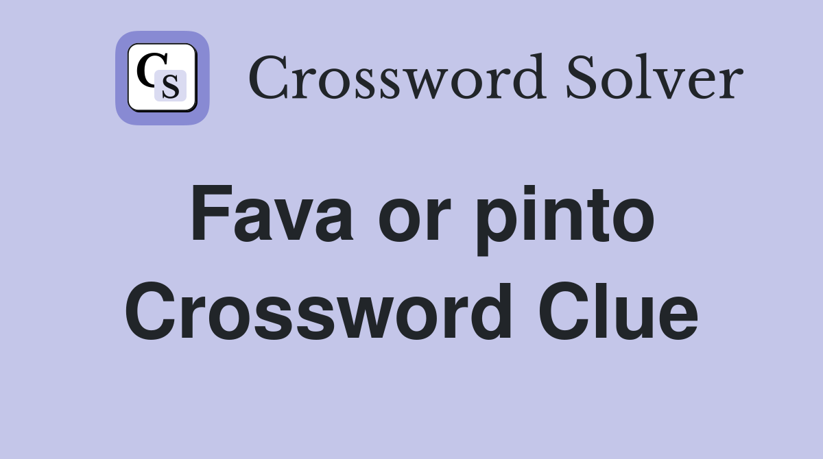 Fava or pinto Crossword Clue