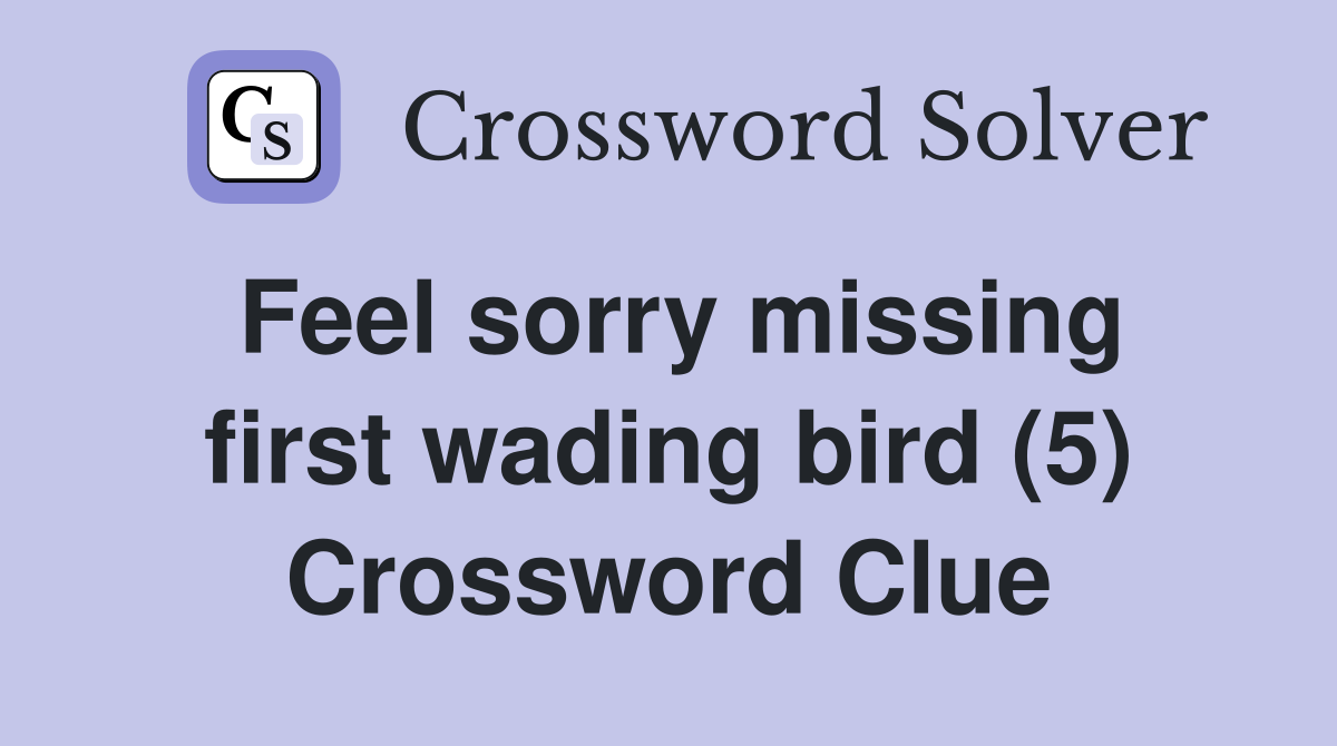 Feel sorry missing first wading bird (5) Crossword Clue