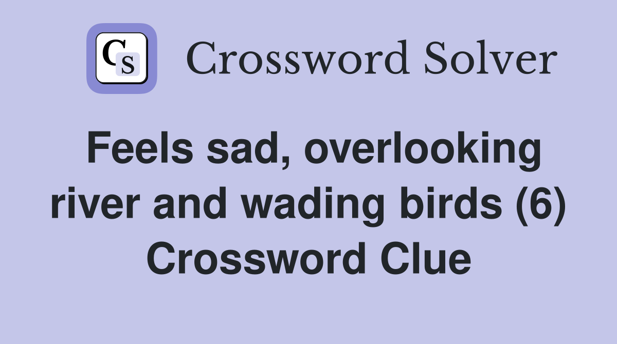 Feels sad, overlooking river and wading birds (6) Crossword Clue