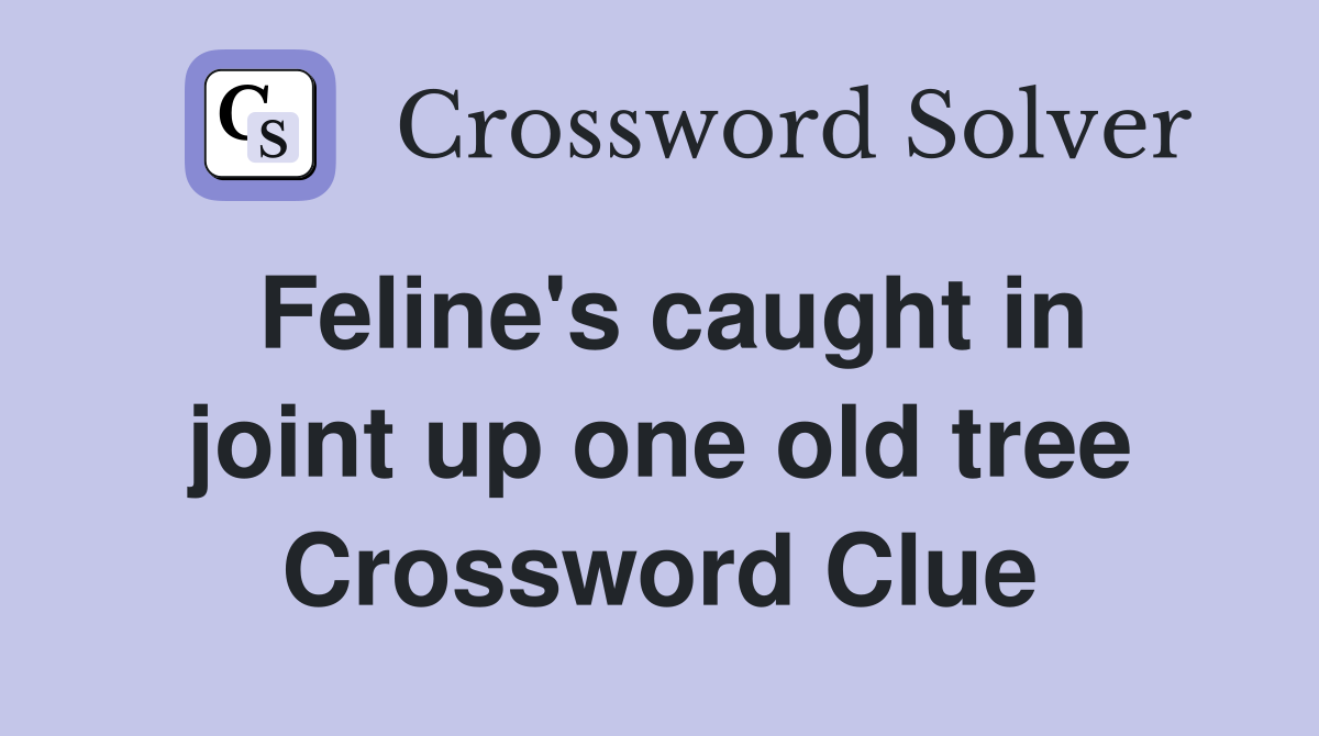 Feline's caught in joint up one old tree Crossword Clue