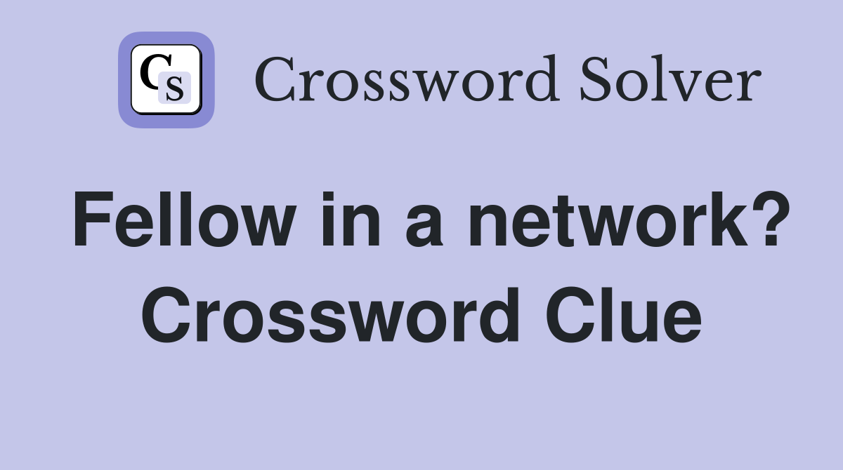 Fellow in a network? Crossword Clue