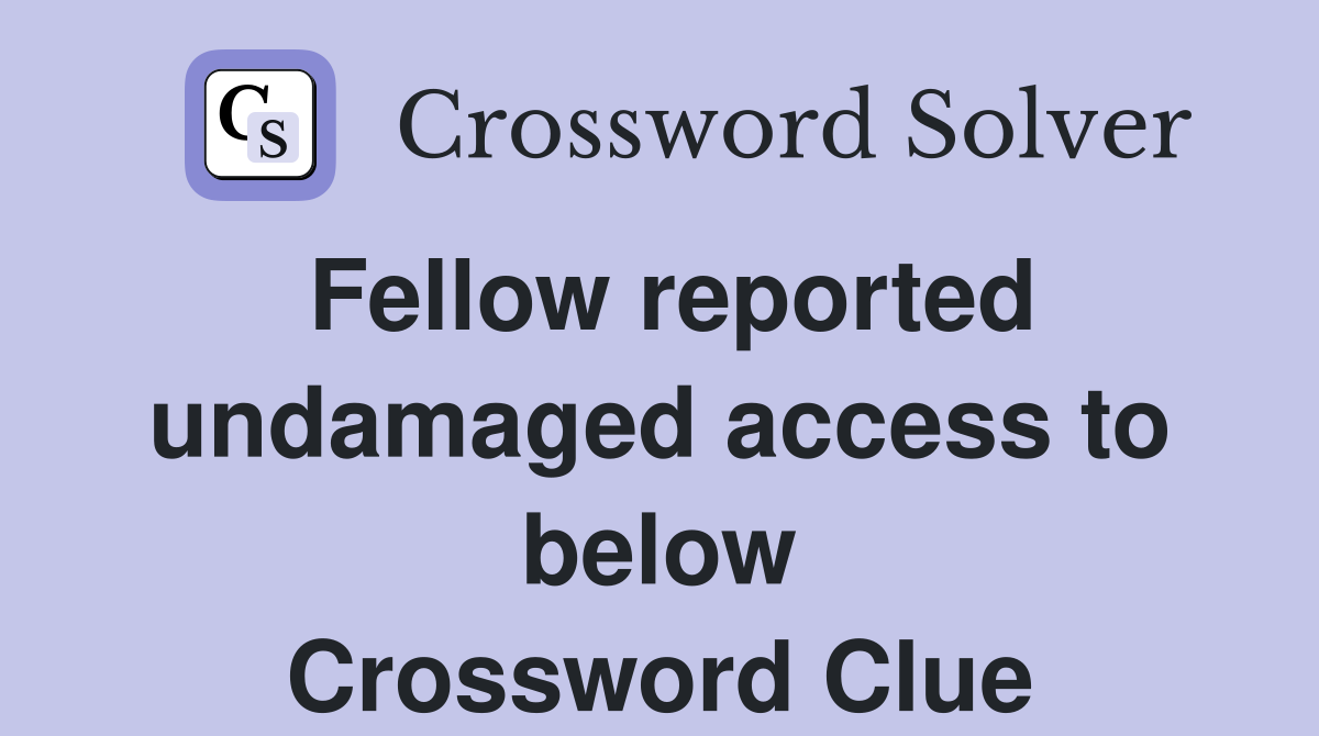 Fellow reported undamaged access to below Crossword Clue