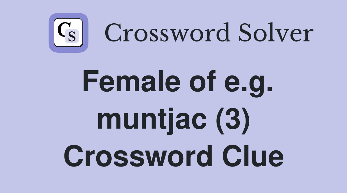 Female of e.g. muntjac (3) Crossword Clue