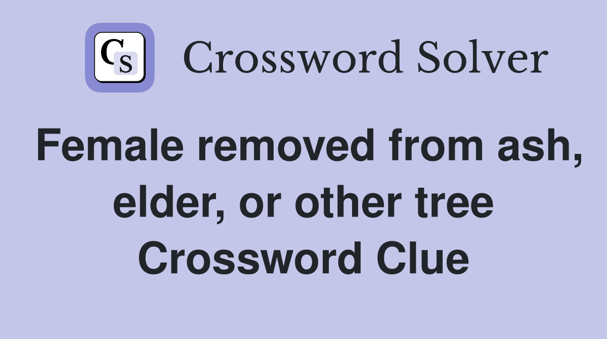 Female removed from ash, elder, or other tree Crossword Clue