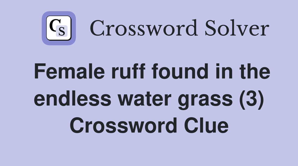 Female ruff found in the endless water grass (3) Crossword Clue