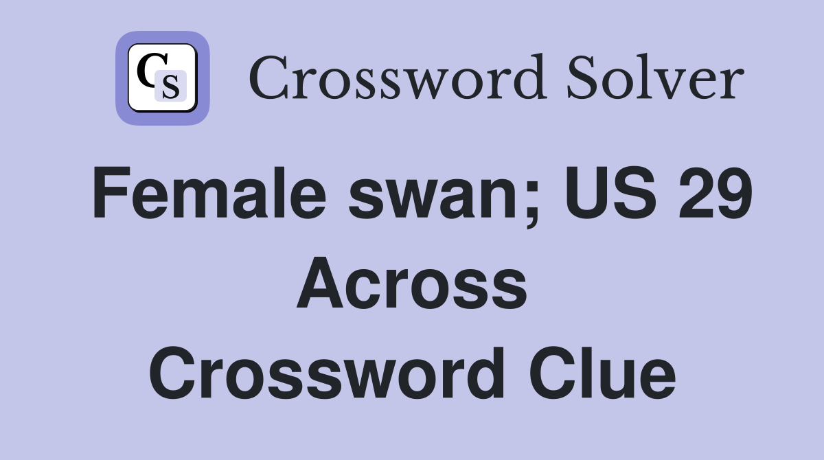 Female swan; US 29 Across Crossword Clue
