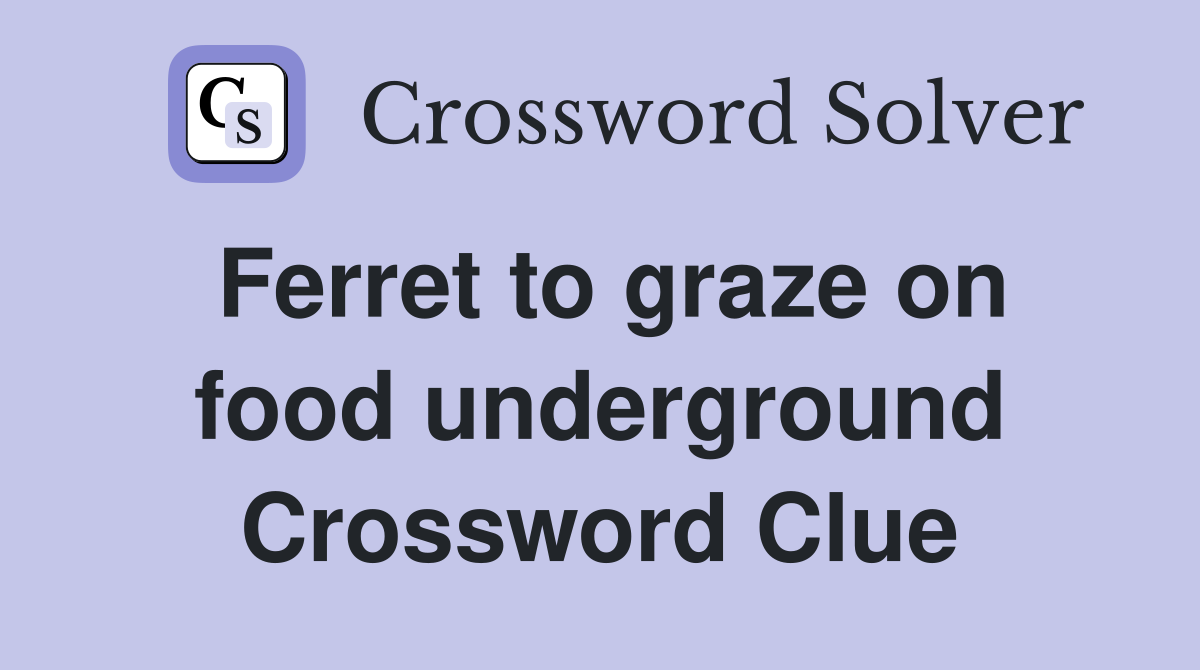 Ferret to graze on food underground Crossword Clue
