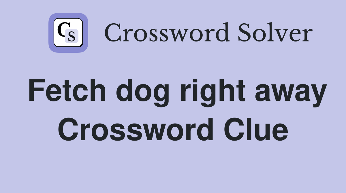Fetch dog right away Crossword Clue