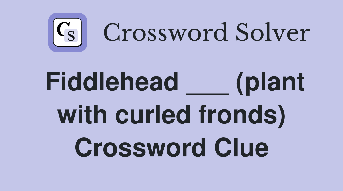 Fiddlehead ___ (plant with curled fronds) Crossword Clue