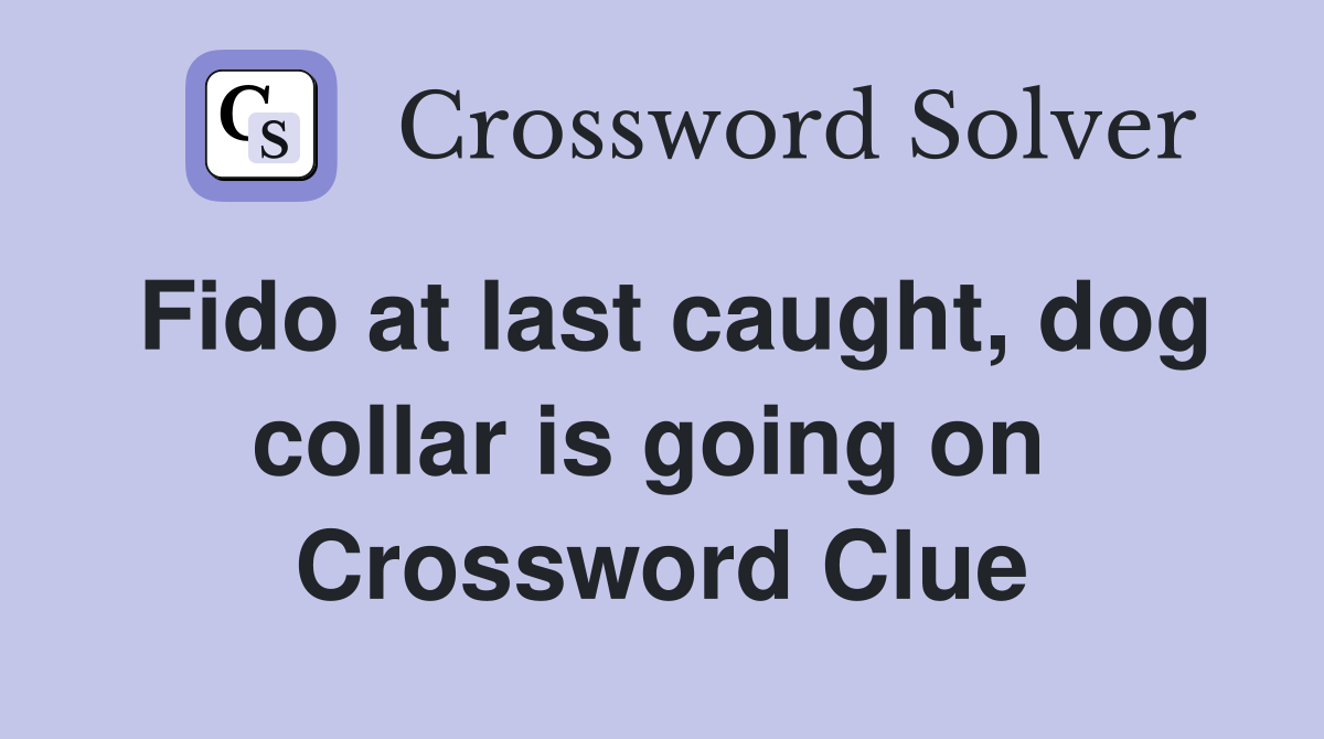 Fido at last caught, dog collar is going on  Crossword Clue