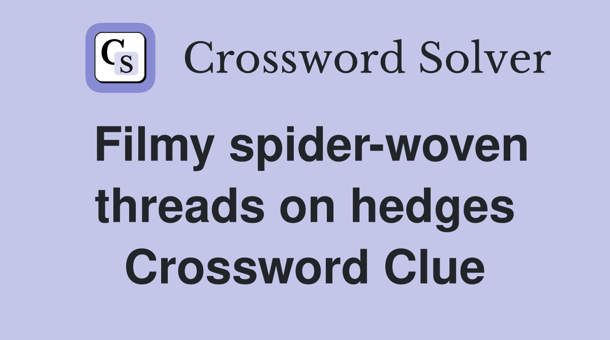 Filmy spider-woven threads on hedges Crossword Clue