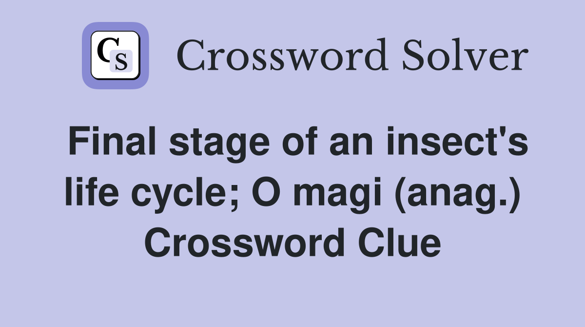 Final stage of an insect's life cycle; O magi (anag.) Crossword Clue