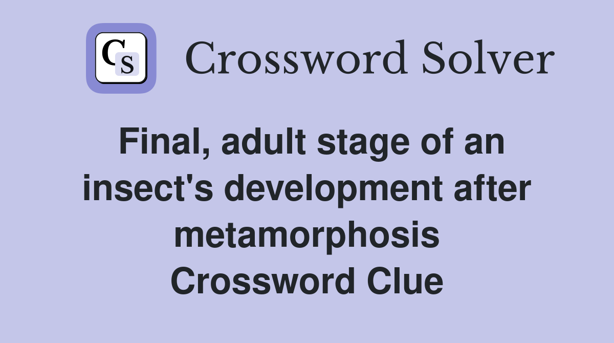 Final, adult stage of an insect's development after metamorphosis Crossword Clue