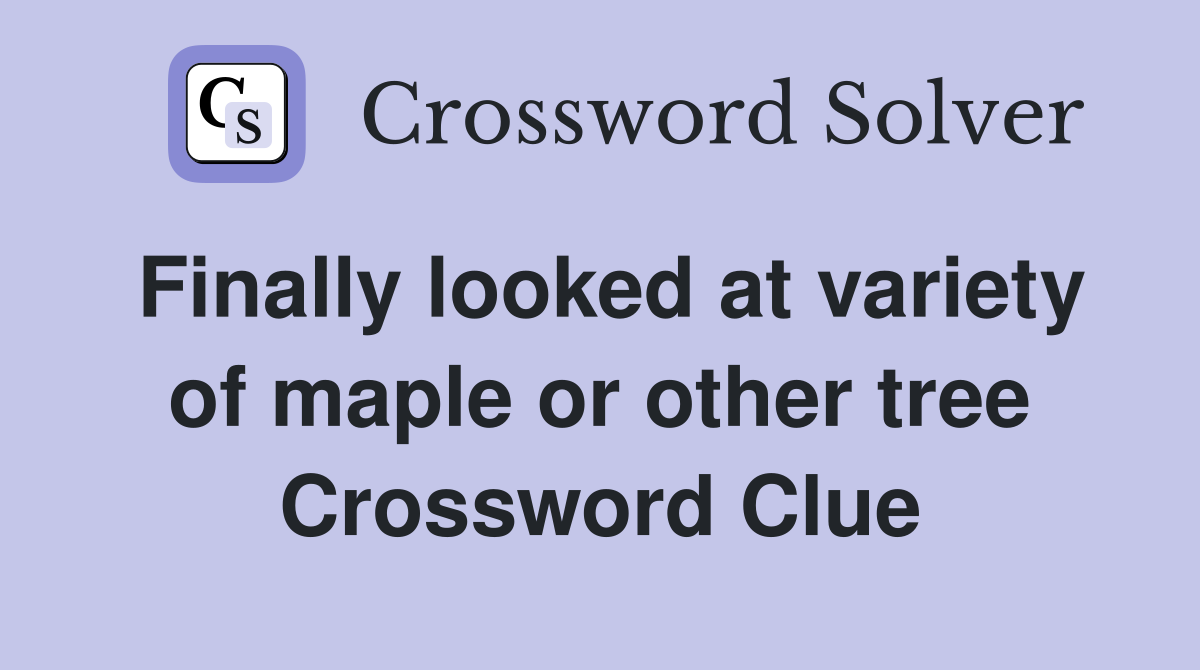 Finally looked at variety of maple or other tree Crossword Clue