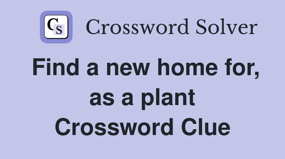 Find a new home for, as a plant Crossword Clue