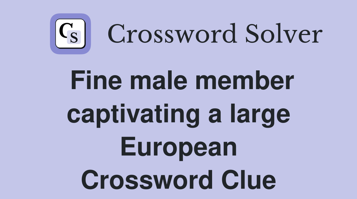 Fine male member captivating a large European Crossword Clue