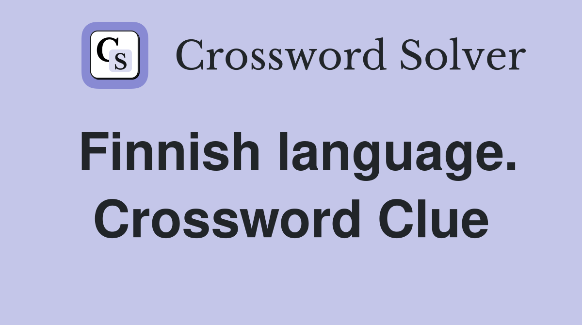 Finnish language. Crossword Clue